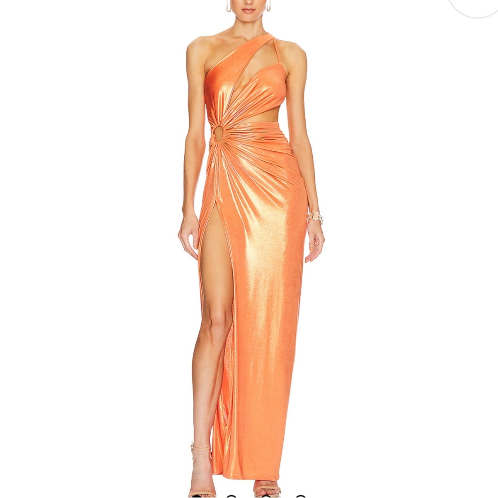 NEW Mahala Metallic Orange Maxi Dress